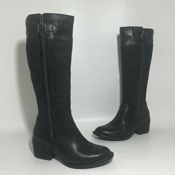 Born Uchee Black Leather Suede Tall Boot 7.5M - Picture 3 of 11